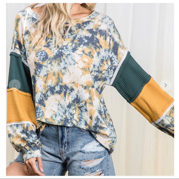 Contrast Details Tie Dye print tunic top - Picture 3 of 5